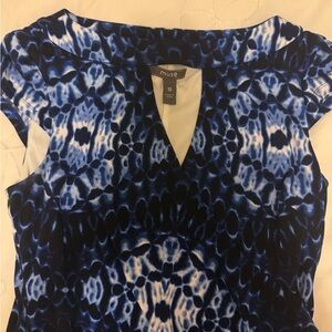 Muse Vivid Blue Abstract Women's Blouse size 10